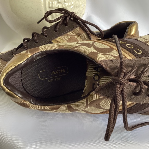 Coach Jayme Q582 Signature Khaki/Chestnut C125 Runner - Picture 5 of 6